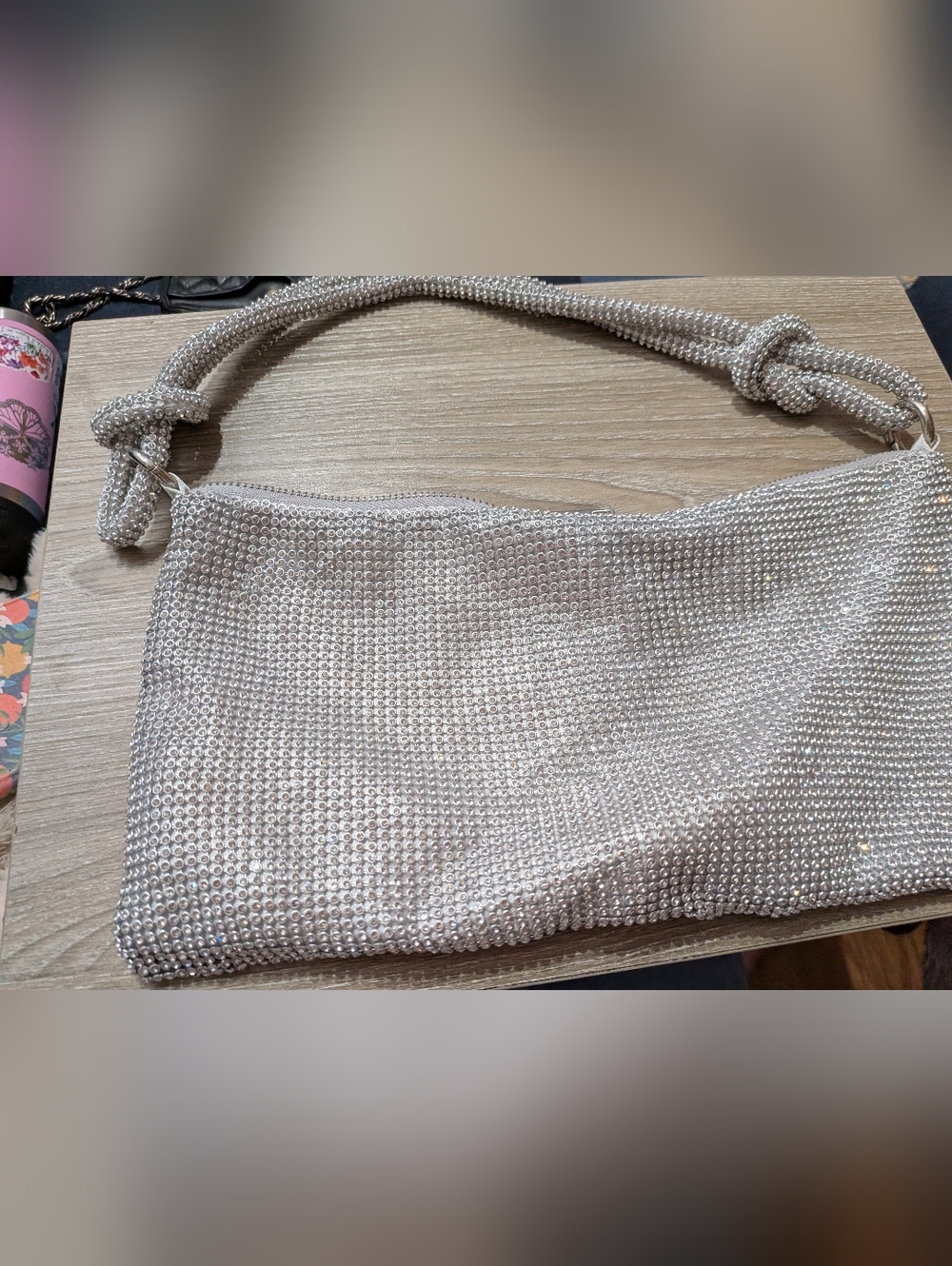 Sparkling Silver Mesh Shoulder Bag